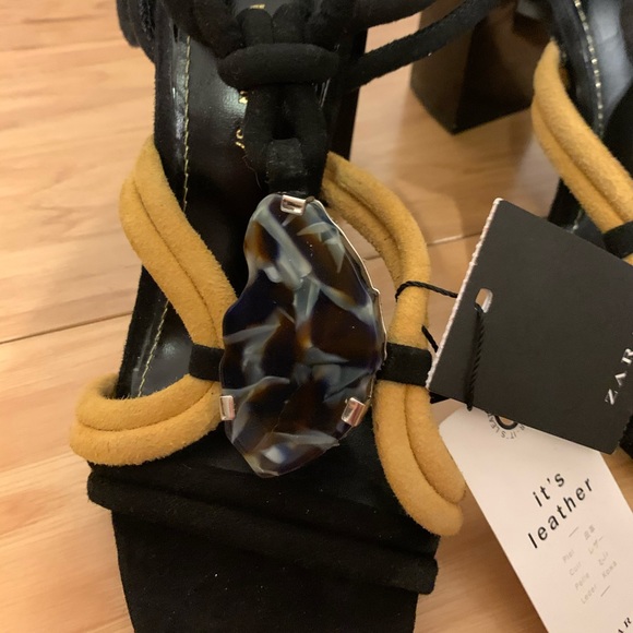 Zara leather and stone accent heels. NWT 6.5 - Picture 6 of 12